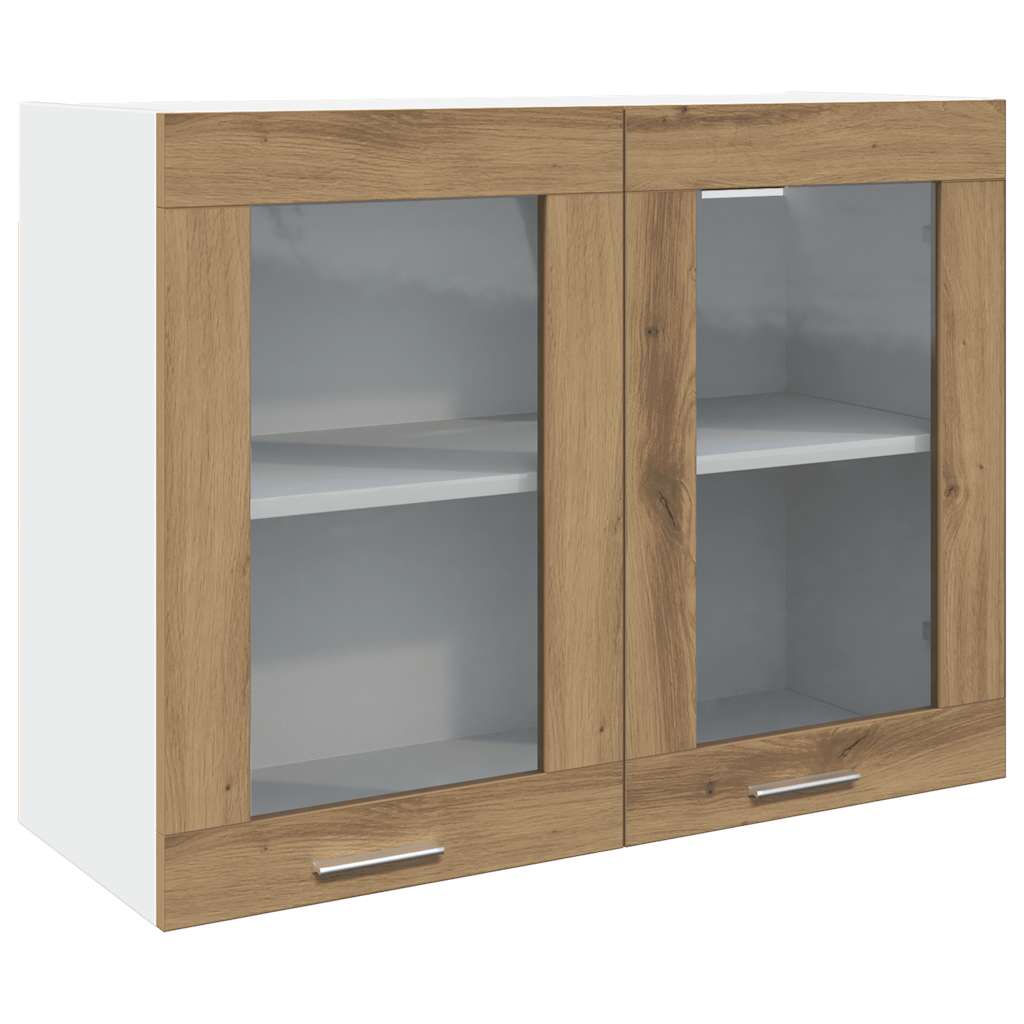 Hanging Glass Cabinet Lyon Artisan Oak 80x31x60 cm Engineered Wood